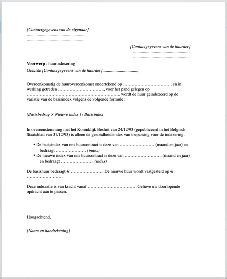 Voorbeeldbrief huurindexering download Smovin